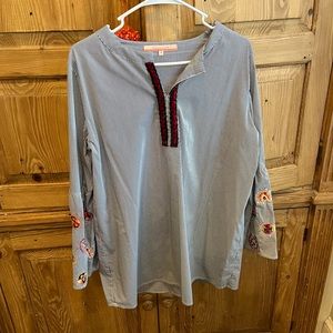 vilagallo striped blouse with embroidered trim